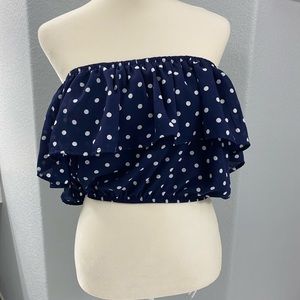 Strapless polka dot top